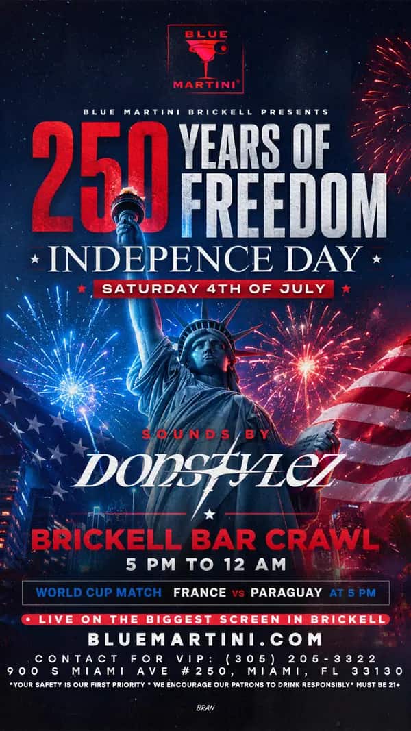 250 Years of Freedom — Story size artwork designed by Bran Visuals for Blue Martini Brickell