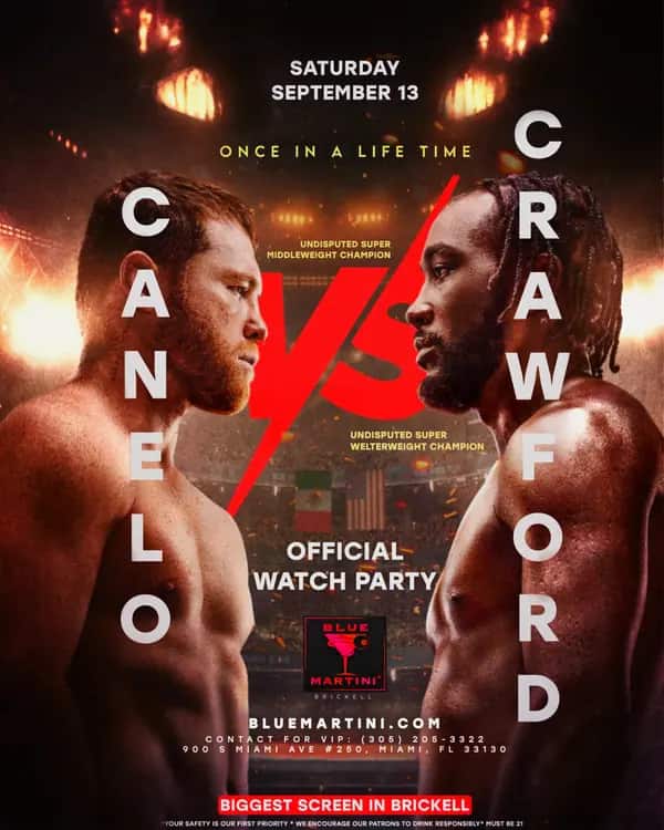 Canelo vs Crawford — Feed size artwork designed by Bran Visuals for Blue Martini Brickell