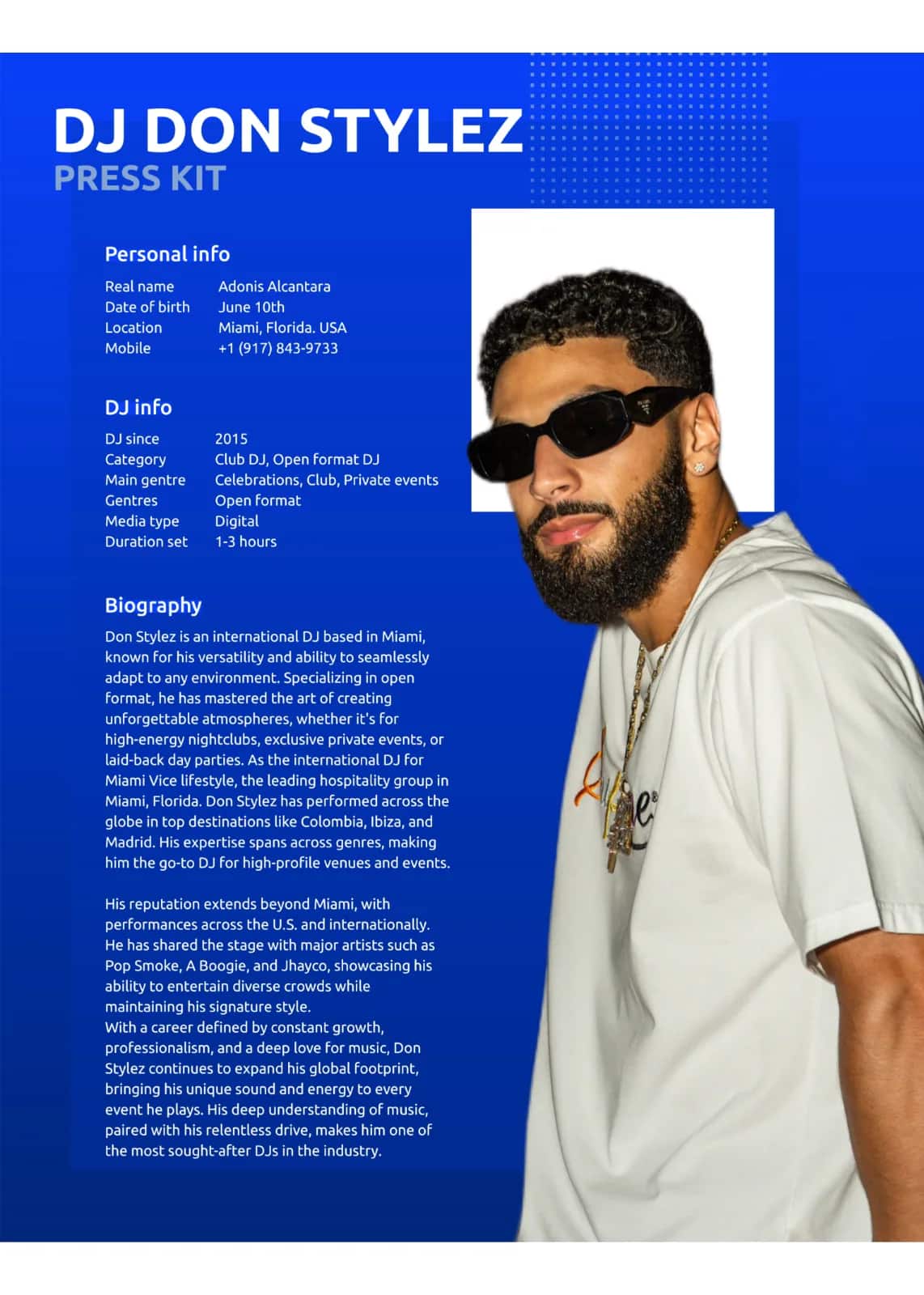 Don Stylez — Electronic Press Kit — Biography artwork designed by Bran Visuals for Don Stylez