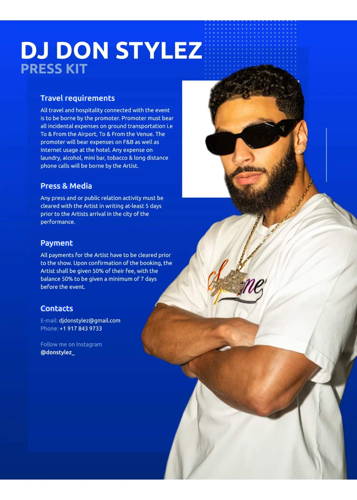 Don Stylez — Electronic Press Kit — Booking artwork designed by Bran Visuals for Don Stylez
