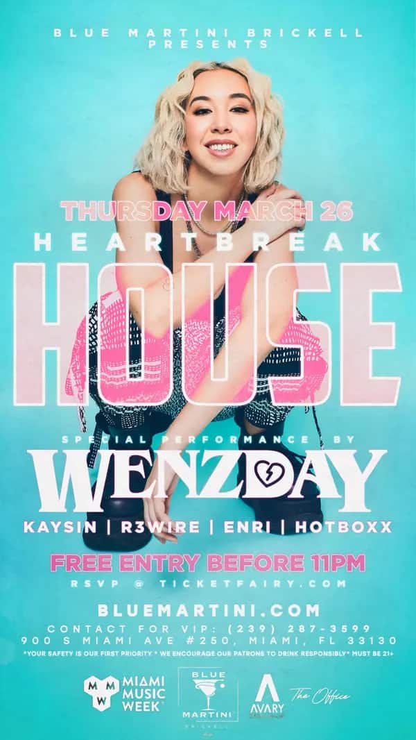 Heartbreak House — Wenzday — Story size artwork designed by Bran Visuals for Blue Martini Brickell