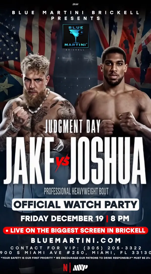 Jake vs Joshua — Judgment Day — Motion flyer video still designed by Bran Visuals for Blue Martini Brickell