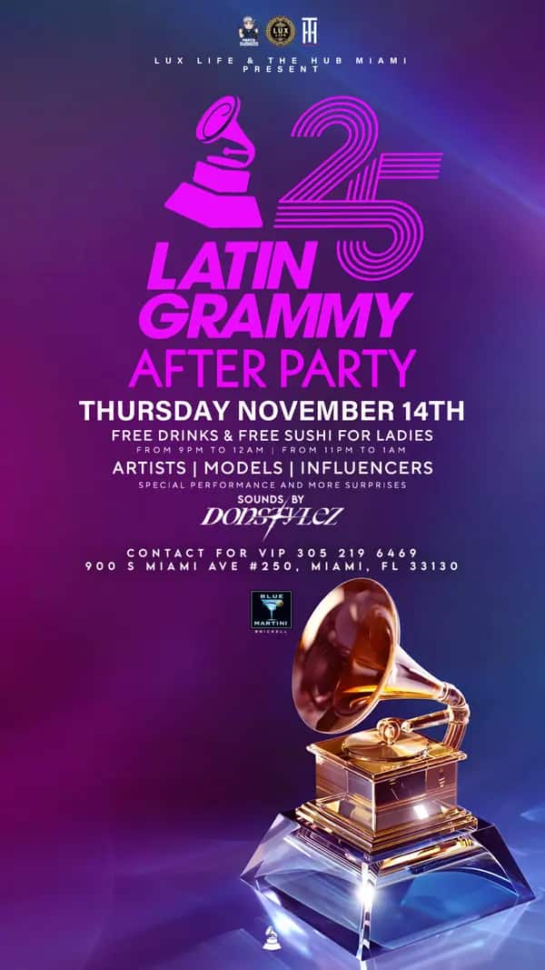 Latin Grammy After Party — Main flyer artwork designed by Bran Visuals for Lux Life & The Hub Miami