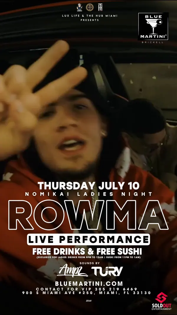 Rowma — Live Performance — Motion flyer video still designed by Bran Visuals for Lux Life & The Hub Miami