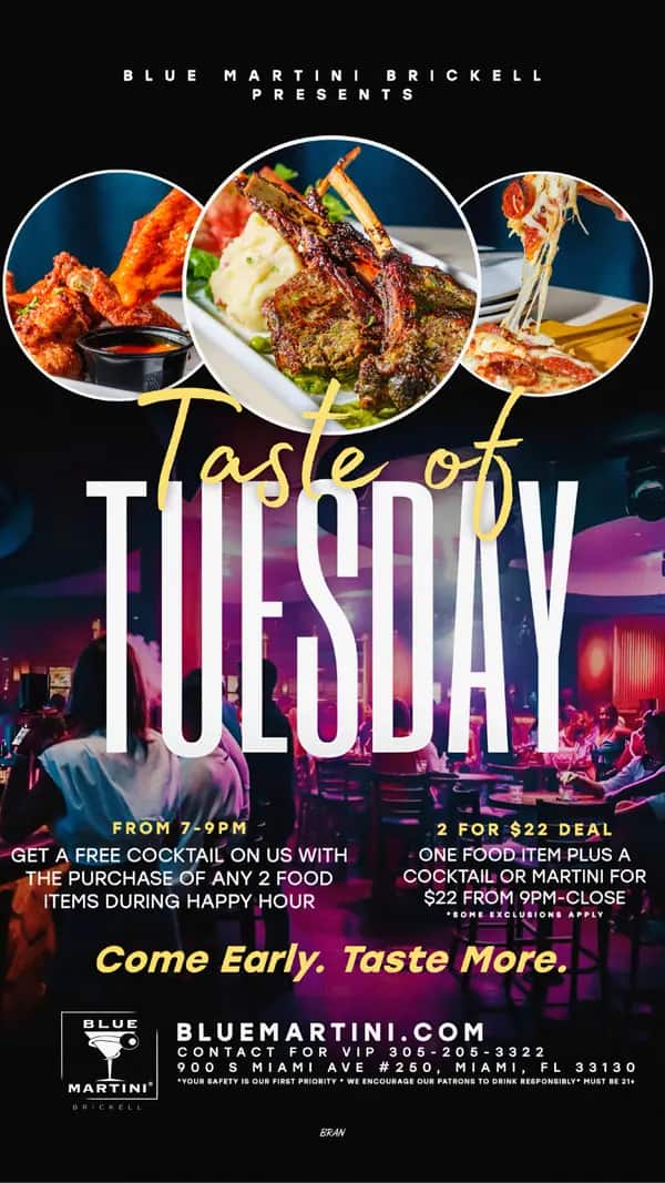 Taste of Tuesday — Story size artwork designed by Bran Visuals for Blue Martini Brickell