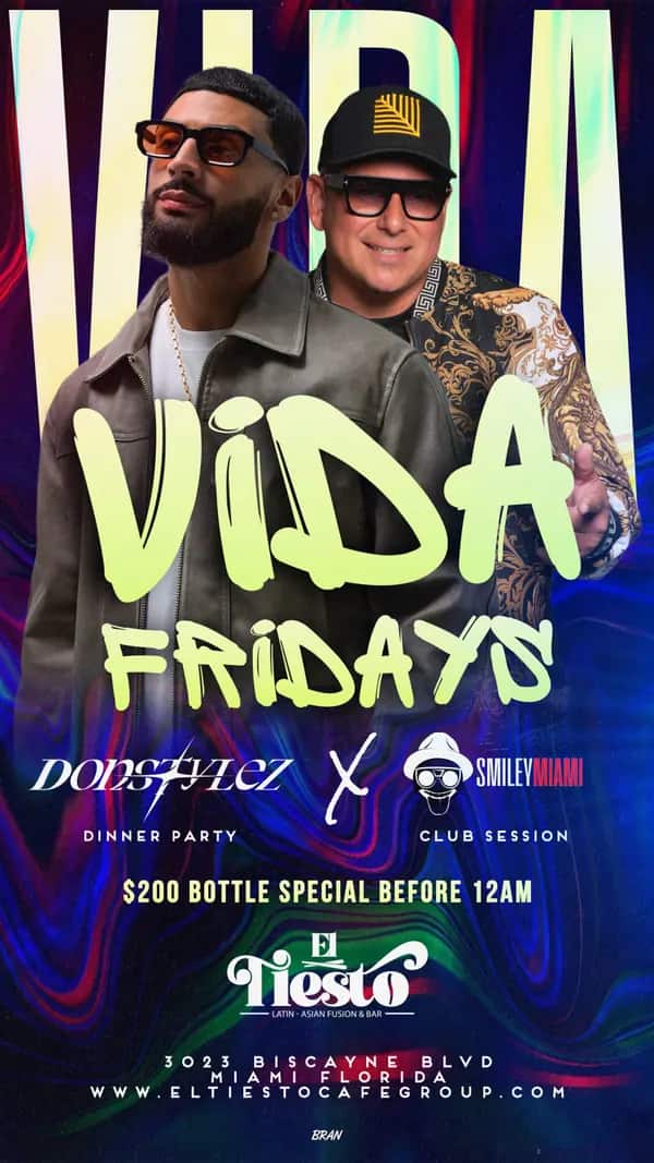 Vida Fridays — Don Stylez × Smiley artwork designed by Bran Visuals for El Tiesto Café