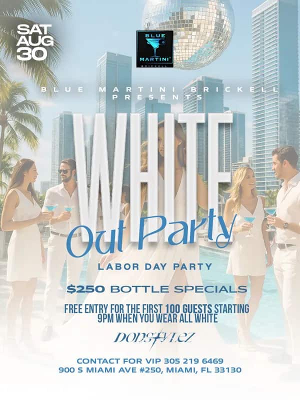 White Out Party — Feed size artwork designed by Bran Visuals for Blue Martini Brickell