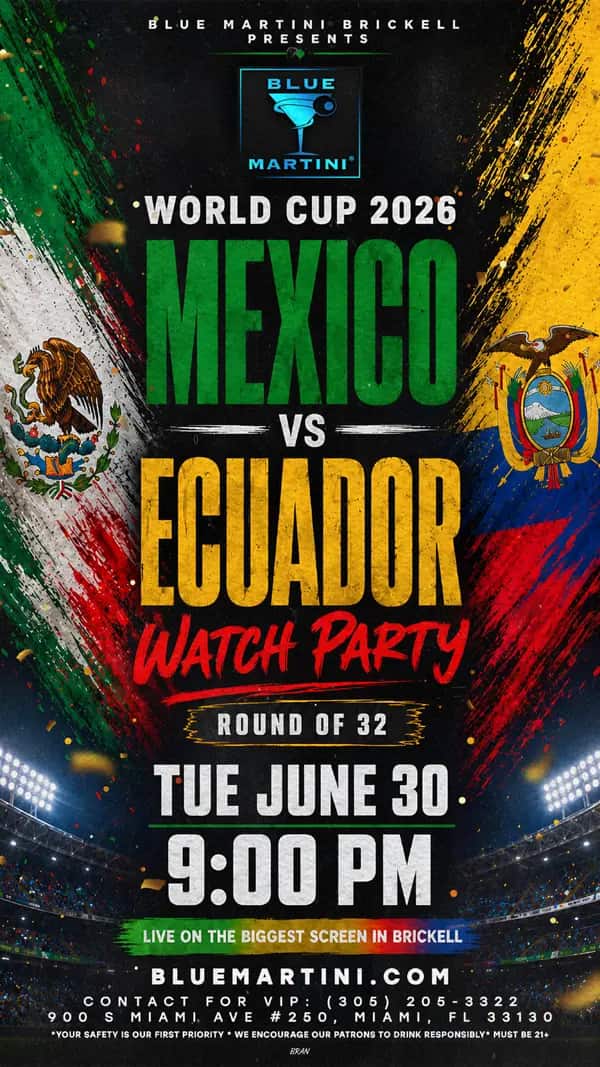 World Cup — Mexico vs Ecuador — Story size artwork designed by Bran Visuals for Blue Martini Brickell