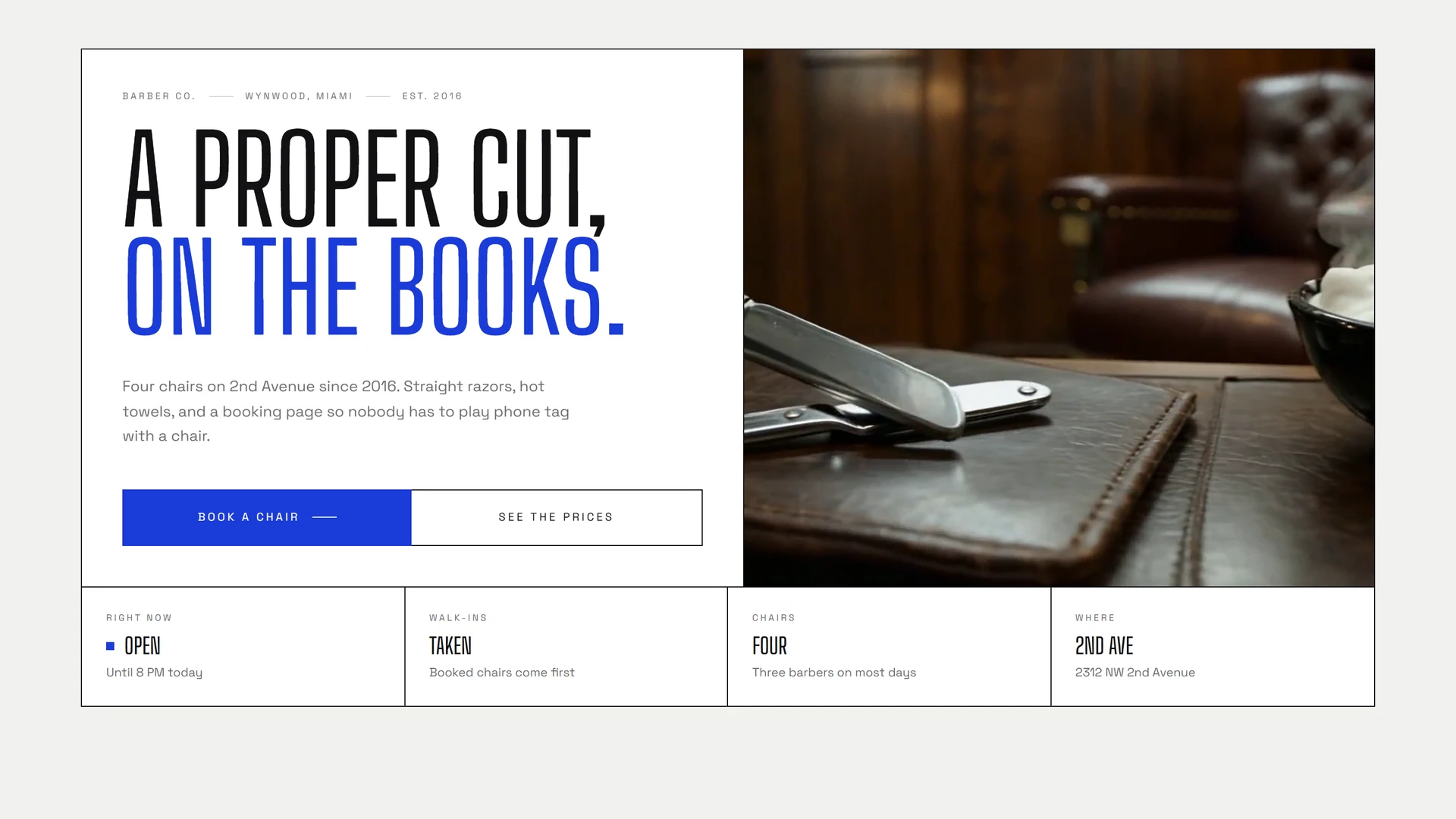Iron & Oak — A barbershop that books itself