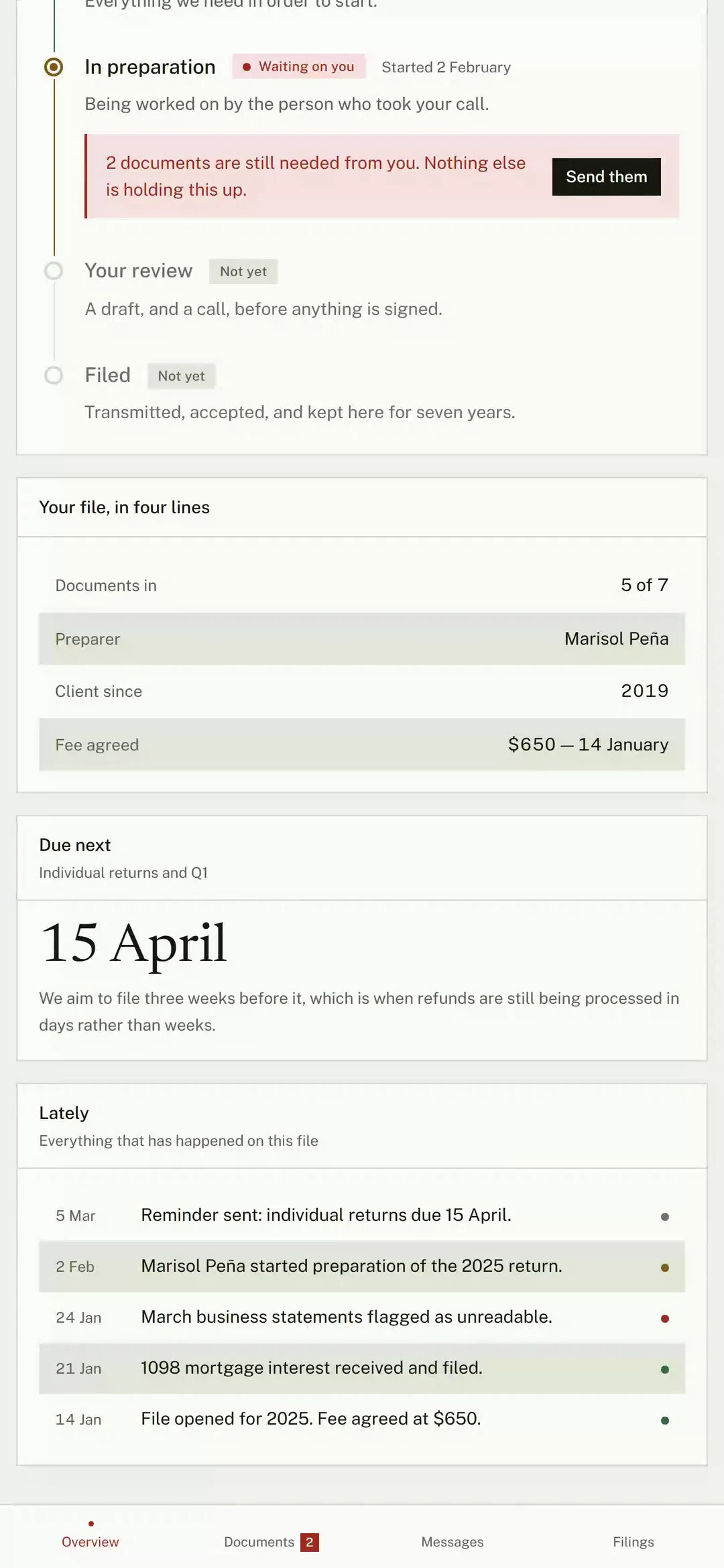 Ledger Portal — A tax practice, behind the login