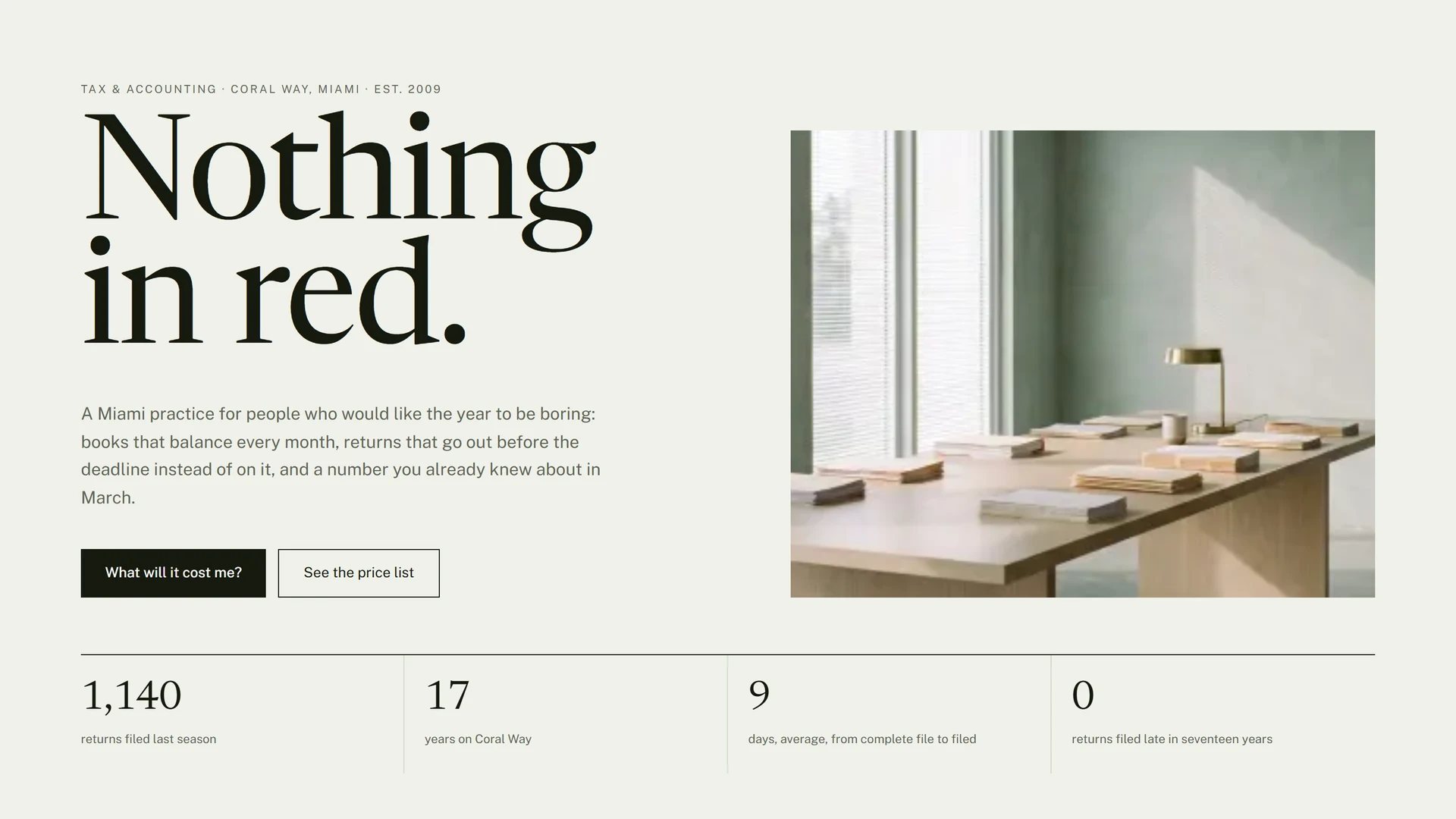 Ledger & Co. — A tax practice, out front