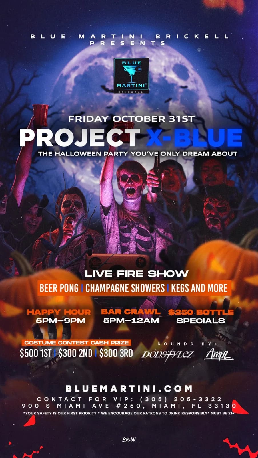 Project X-Blue — Friday — story artwork designed by Bran Visuals for Blue Martini Brickell